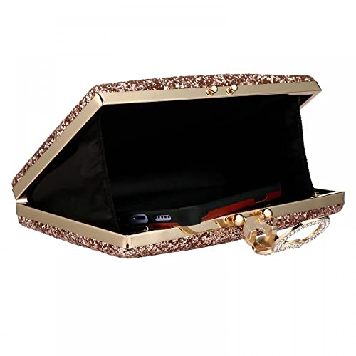 EROUGE Women's Clutch Purse Rhinestone Wedding Party Purse Evening Clutch Bag (Rose gold)