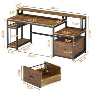 U Shaped Computer Desk,L Shaped Gaming Desks with Monitor Stand and Storage Shelf,Reversible Office Desk with LED Strip and Power Outlet,83 Inch 2 Person U- Shape Corner Table