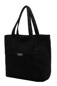 women’s corduroy tote bags with zipper large capacity hobo shoulder bag canvas crossbody bag