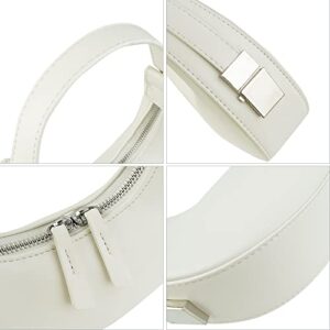 Women Mini White Purses Shoulder Crescent Bag Small Clutch Trendy Satchel Bags Hobo Handbag White