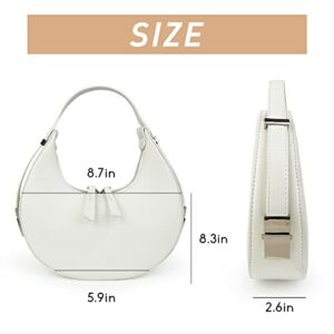 Women Mini White Purses Shoulder Crescent Bag Small Clutch Trendy Satchel Bags Hobo Handbag White