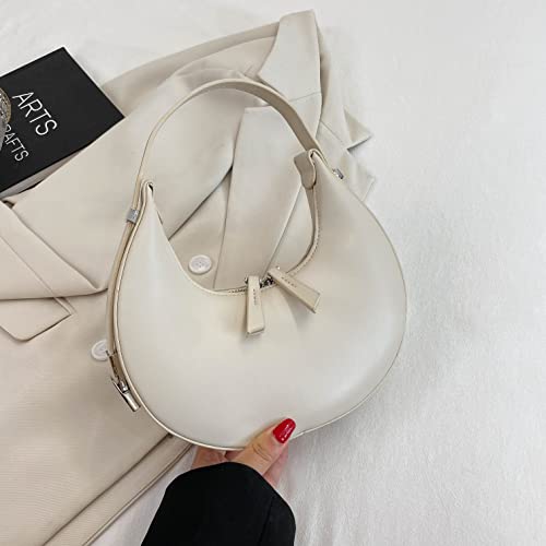 Women Mini White Purses Shoulder Crescent Bag Small Clutch Trendy Satchel Bags Hobo Handbag White