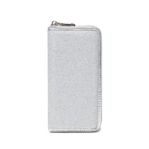 LAM GALLERY Sparkling Glitter Wallet Purse Bling Evening Clutch Wallets for Wedding Party - Silver