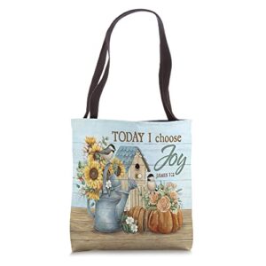 chickadee bird flower garden today i choose joy jesus tote bag