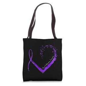 stylish ribbon heart chiari malformation awareness tote bag