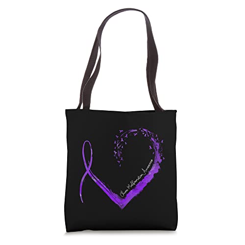 Stylish Ribbon Heart Chiari Malformation Awareness Tote Bag