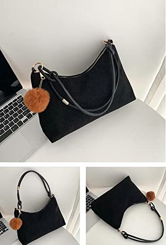 Small Shoulder Bags for Women Corduroy Bag Cute Hobo Tote Handbag Mini Clutch Purse Zipper Closure