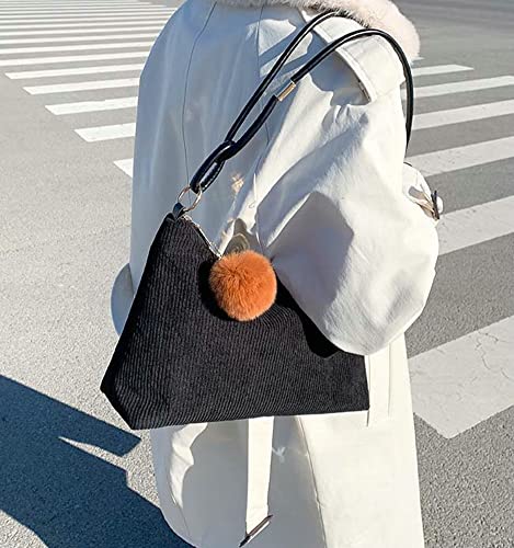 Small Shoulder Bags for Women Corduroy Bag Cute Hobo Tote Handbag Mini Clutch Purse Zipper Closure
