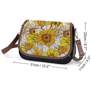 Sunflower Women's Genuine Leather Handbags, Satchel Tote Shoulder Bag Large Capacity