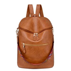 wedpun brown backpack purse for women ladies shoulder bag fashion handbags pu leather womens backpack purse