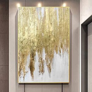 gold abstract canvas wall art gold foil modern textured artwork gold textured print abstract textured painting glitter abstract wall art gold and white modern painting living room 16x24inch no frame
