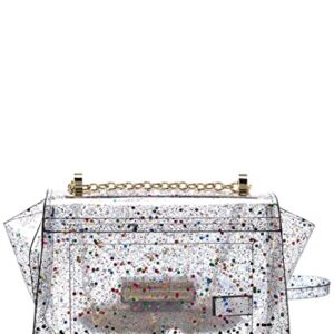 ZAC Zac Posen Eartha Small Chain Shoulder - Clear Glitter Rainbow Multi- Clear One Size