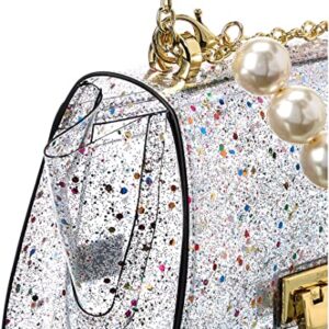 ZAC Zac Posen Eartha Small Chain Shoulder - Clear Glitter Rainbow Multi- Clear One Size