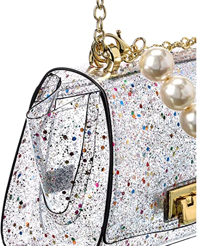 ZAC Zac Posen Eartha Small Chain Shoulder - Clear Glitter Rainbow Multi- Clear One Size