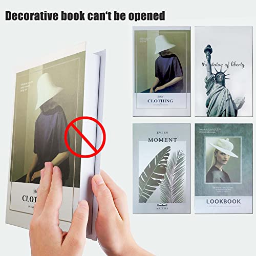 4 PCS Modern Hardcover Fake Book Decoration for Coffee Table Bookshelf Display - Fashion Faux Books Stack Plant Pattern Design for Rustic Home Farmhouse Office Decorative Books Set of 4