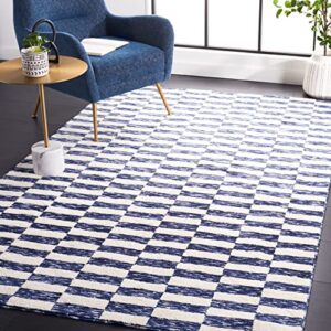safavieh easy care collection machine washable 6′ x 9′ navy/ivory ecr109n modern contemporary geometric living room dining bedroom area rug