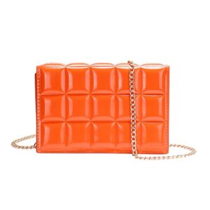 ydsiii orange purse mini for women fashion vintage shoulder bag square lattice with removable chain