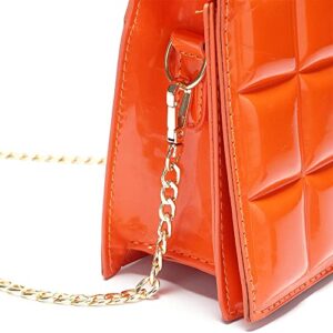YDSIII Orange Purse Mini for Women Fashion Vintage Shoulder Bag Square Lattice with Removable Chain