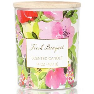 spring candle gardenias scented large candle gift 2 wick, 14oz