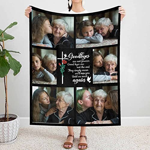 Artsadd Custom Sympathy Blanket with Memorial Photos, We'll Miss You Blanket Personalized in Loving Memory Throw Blanket Sympathy Gifts Remembrance Gift for Loss of Loved One Pet 60x80