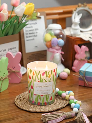 Spring Tulip Scented Candle Gifts Easter Large Candle Soy Wax 14oz Candle Gift (Spring)