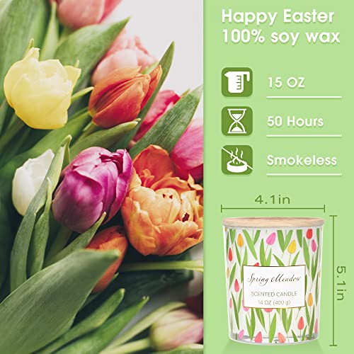 Spring Tulip Scented Candle Gifts Easter Large Candle Soy Wax 14oz Candle Gift (Spring)