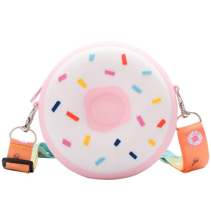 Fairycore Cute Donut Purse Kawaii Silicone Crossbody Bags Mini Beach Bag Satchel Aesthics Trendy Coin Purse (Pink)