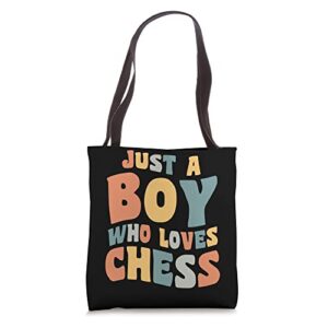 just a boy who loves chess apparel for chess player tote bag