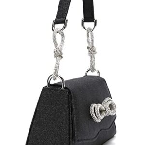 YIKOEE Sparkly Rhinestone Bow Evening Bag Clutch Purses for Women (Black)