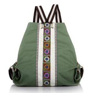 women canvas backpack daypack casual shoulder bag, vintage heavy-duty anti-theft travel backpack
