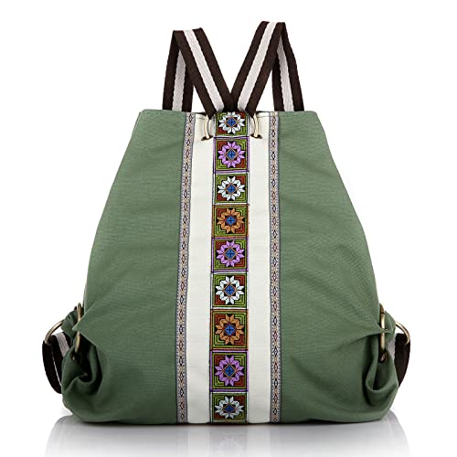 Women Canvas Backpack Daypack Casual Shoulder Bag, Vintage Heavy-duty Anti-theft Travel Backpack