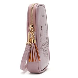 APHISON Cell Phone Purse Crossbody for Women, Butterfly Leather Phone Crossbody Bags for Women, Cute Phone Bag for Teen Girls with Tassel Adjustable Long Strap Purple