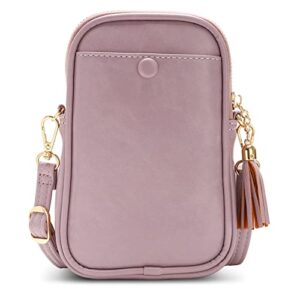 APHISON Cell Phone Purse Crossbody for Women, Butterfly Leather Phone Crossbody Bags for Women, Cute Phone Bag for Teen Girls with Tassel Adjustable Long Strap Purple