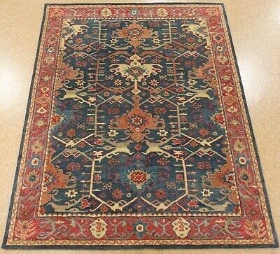 Naz Carpet Handmade Traditional Woolen Persian Rugs for liviing Room,Bedroom and Hall (Color D.Blue 6x9 Feet)