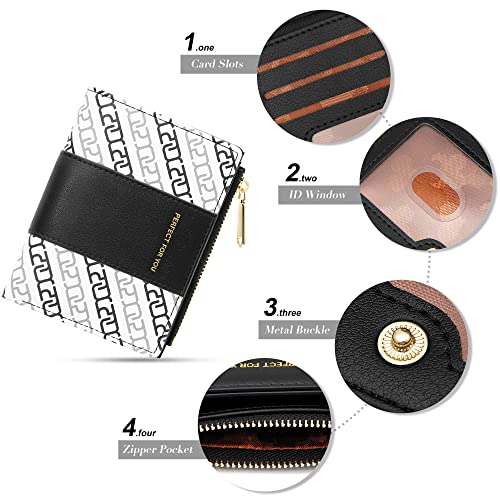 VOCUS Small Wallet for Women Bifold Leather Coin Purse Card Holder Wallet with Zipper Coin Pocket ID Window