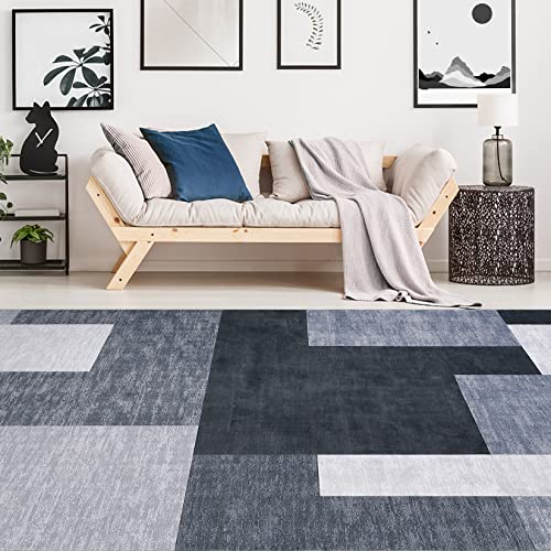 Fashionwu Grey Rug Ultra Soft Vintage Entryway Rug Velvet Rug Pet & Kid Friendly Low-Pile Geometric Rug for Bedroom Living Room Dining Room Kitchen, 4' x 6' Gray