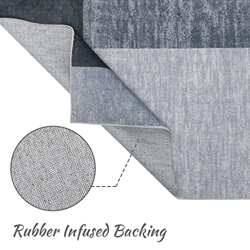 Fashionwu Grey Rug Ultra Soft Vintage Entryway Rug Velvet Rug Pet & Kid Friendly Low-Pile Geometric Rug for Bedroom Living Room Dining Room Kitchen, 4' x 6' Gray