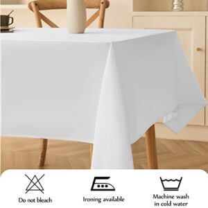 Aocoz White Tablecloth - Rectangle 90 x 132 Inch Stain-Wrinkle Resistant Washable Tablecloth Decorative Table Cover for Dining Table Parties, Wedding