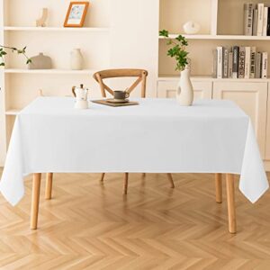 Aocoz White Tablecloth - Rectangle 90 x 132 Inch Stain-Wrinkle Resistant Washable Tablecloth Decorative Table Cover for Dining Table Parties, Wedding