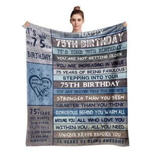 nazziul 75th birthday gifts for women/men – 75th birthday gifts, 75 year old blankets, happy 75th birthday ideas for mom grandparents throw blanket 60″x50″