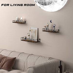 Serwrsw Small Moon Phase Shelf Set of 3 Sizes, Floating Book Plant Shelves for Wall Storage Decor, Rustic Wall Mounted Shelves for Bedroom Living Room Kitchen Laundry Bathroom