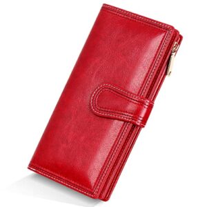 vocus womens leather wallet bifold long wallet large capacity credit card holder ladies zipper clutch