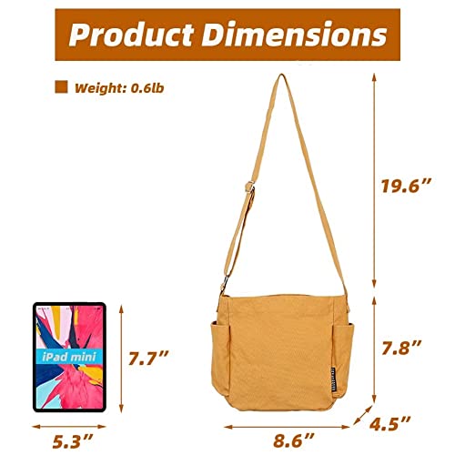 Mudono Small Hobo Bag for Girls Canvas Crossbody Purse Causal Messenger Shoulder Bag Mini Lightweight Everyday Satchel