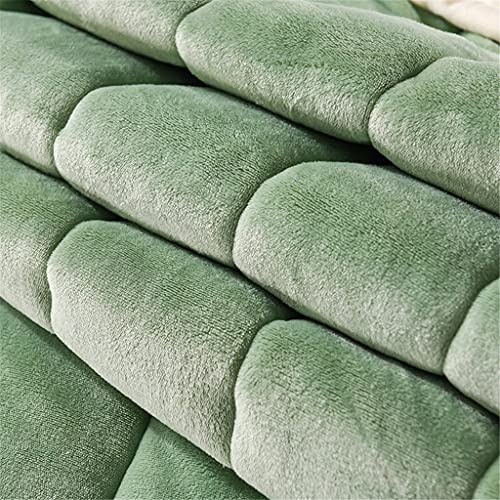 ZGDUGFU Thick Warm Blanket Compatible with Bed Green Color Double Bedspread Compatible with Kid Queen Size Coral Fleece Throw Blanket,Couch Throw Blanket