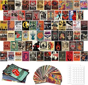 70pcs retro rock wall collage kit,rock band music posters for room aesthetic,old music album photo wall aesthetic pictures,vintage music bedroom decor wall art,collage kit(4×6 inch)