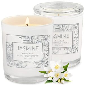 2 pack jasmine candles for home scented, 23 oz aromatherapy candles gifts for women soy wax long lasting jar candles for mothers day gifts birthday mom thanksgiving day present