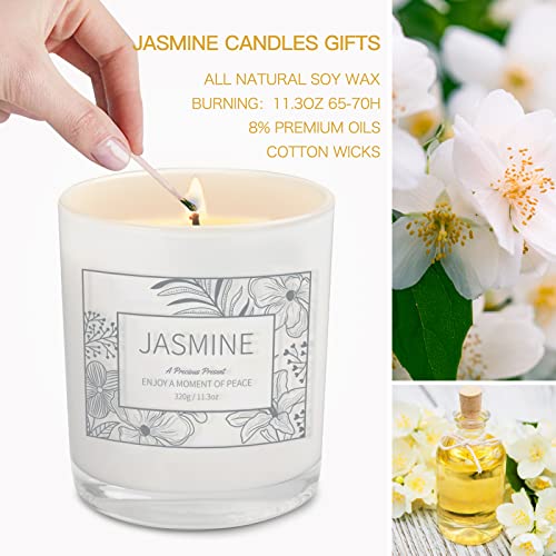 2 Pack Jasmine Candles for Home Scented, 23 OZ Aromatherapy Candles Gifts for Women Soy Wax Long Lasting Jar Candles for Mothers Day Gifts Birthday Mom Thanksgiving Day Present
