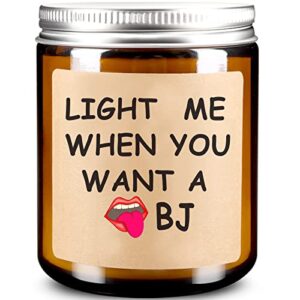 birthday gifts for men – light me when you want a bj candle – anniversary romantic gifts for him – birthday funny gift for men husband – candles gifts for men him