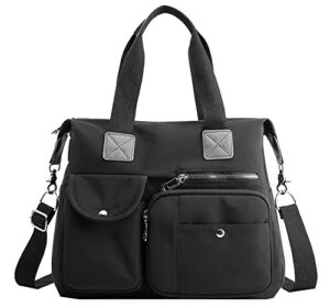 women’s shoulder bag supple nylon tote bag large cross-body bag top-handle bag with zip closure trendy bag…