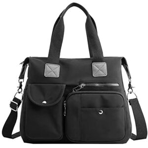 Women's Shoulder Bag Supple Nylon Tote Bag Large Cross-Body Bag Top-Handle Bag With Zip Closure Trendy Bag…